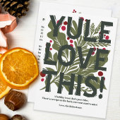 Moderne, gewaagde grafische typografie recept feestdagenkaart