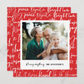 Moderne, gewaagde kerstfoto met grafische typograf feestdagenkaart (Voorkant / Achterkant)