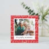 Moderne, gewaagde kerstfoto met grafische typograf feestdagenkaart (Staand voorkant)