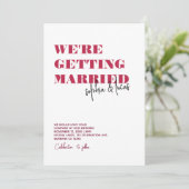 moderne gewaagde minimale Viva Magenta Wavy bruilo Kaart (Staand voorkant)