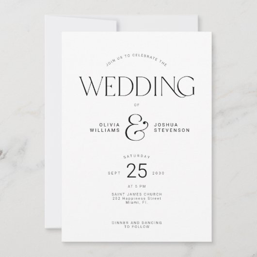 Moderne gewaagde typografie elegante bruiloft kaart (Voorkant)