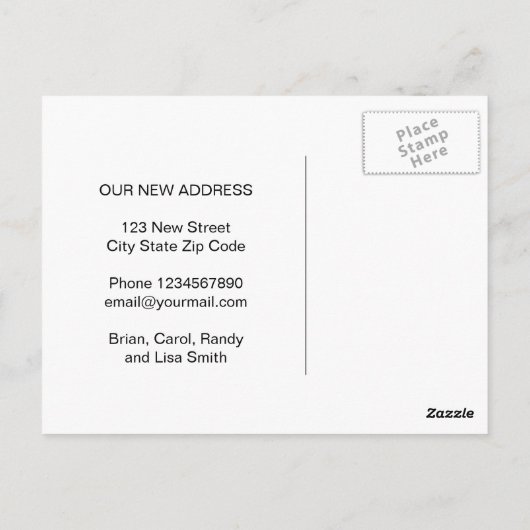 Moderne gewaagde typografie verandering van adres briefkaart (Achterkant)
