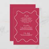 Moderne gewaagde Viva Magenta Trouwkamer kaart (Voorkant / Achterkant)