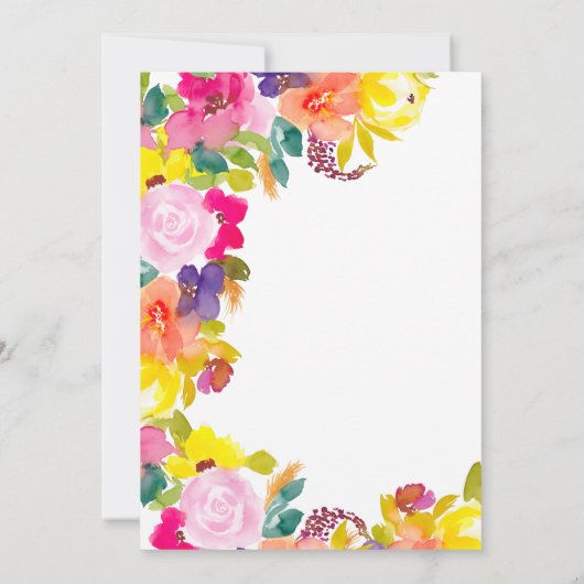 Moderne gewaagde waterverf bloemenscript baby show kaart (Achterkant)