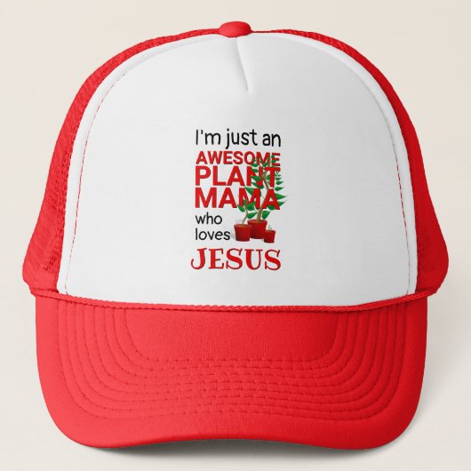 Moderne GEWELDIGE PLANT MAMA LOVES JESUS Baseball Trucker Pet (Voorkant)