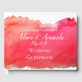Moderne gewone bruiloft voor rode waterverf gastenboek