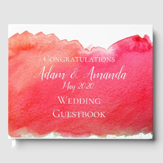 Moderne gewone bruiloft voor rode waterverf gastenboek (Voorkant)