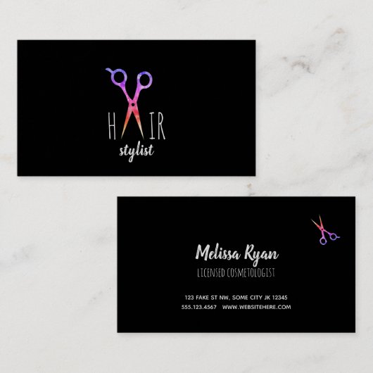 moderne gewone haartopster zwart visitekaartje (Voorkant / Achterkant)