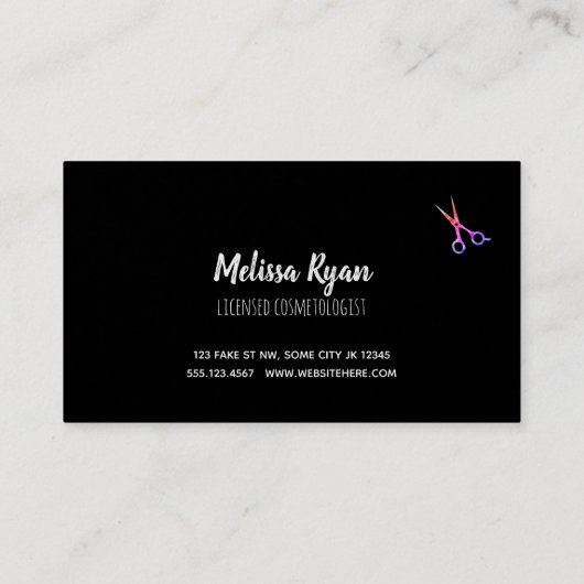 moderne gewone haartopster zwart visitekaartje (Achterkant)