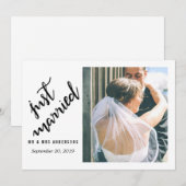 Moderne gewoon gehuwde handgeschreven bruiloft fot aankondiging (Voorkant / Achterkant)