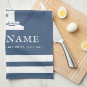 Moderne gezaghebbende Nautical Lighthouse Boat Nam Theedoek (Quarter Fold)