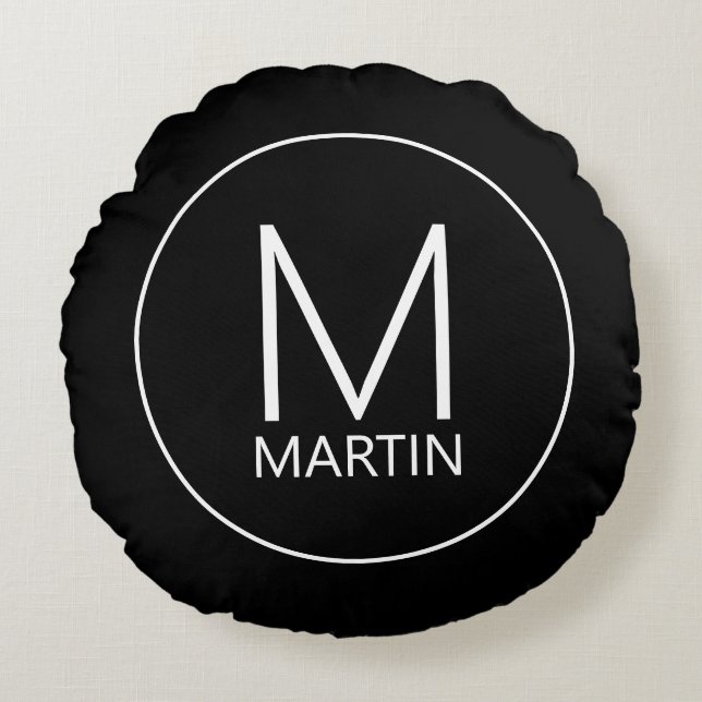 Moderne gezaghebbende rondleiding voor monogram en rond kussen (Voorkant)