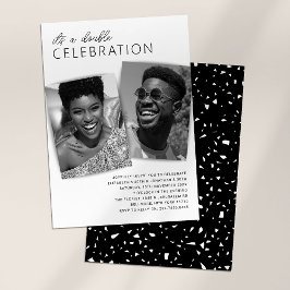 Moderne gezamenlijke foto dubbele verjaardag kaart