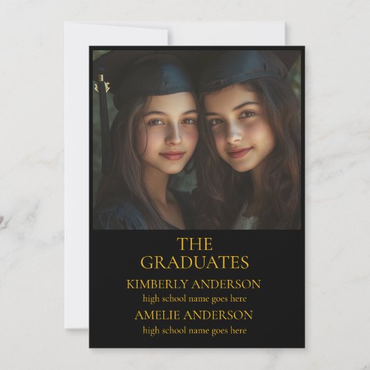 Moderne Gezamenlijke zwarte Graduation Party Uitno Kaart (Voorkant)