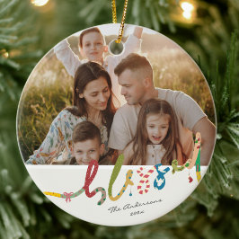 Moderne gezegende kerst foto Vakantie Keramisch Ornament