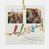 Moderne gezegende kerstboom foto Vakantie Keramisch Ornament (Voorkant)