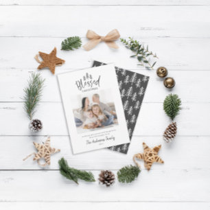 Moderne, gezegende kerstfoto feestdagenkaart