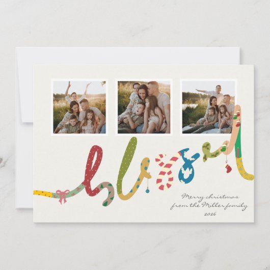 Moderne gezegende kerstfoto Vakantie Kaart (Voorkant)