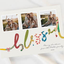 Moderne gezegende kerstfoto Vakantie Kaart