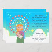 Moderne Gezegende Maria Kinderen Kerstfeest Vierin Kaart (Voorkant / Achterkant)