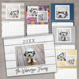 Moderne gezelfgemaakte familiefoto met patronen -  kalender
