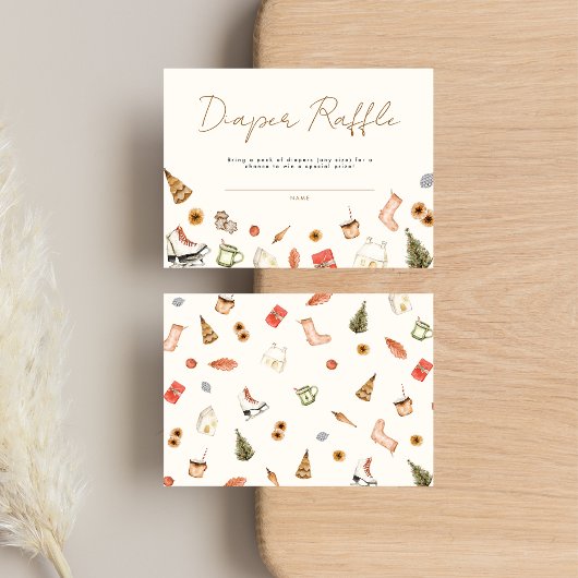 Moderne gezellige kerst Baby shower luier Raffle Informatiekaartje
