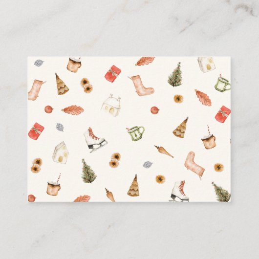 Moderne gezellige kerst Baby shower luier Raffle Informatiekaartje (Achterkant)