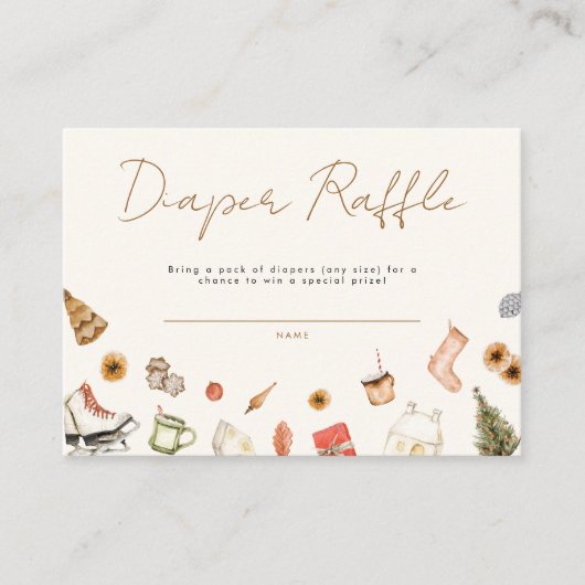 Moderne gezellige kerst Baby shower luier Raffle Informatiekaartje (Voorkant)