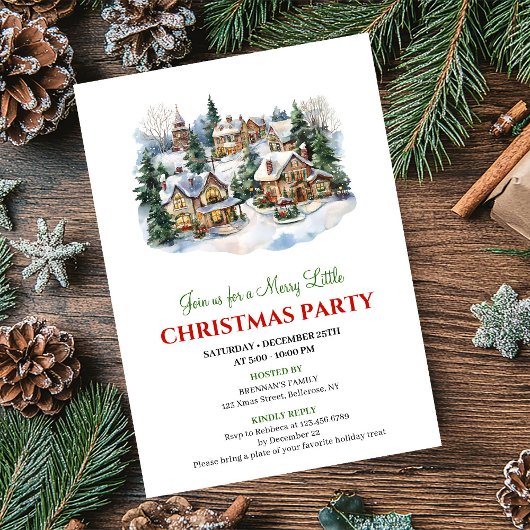 Moderne gezellige kerstscene feestviering  kaart