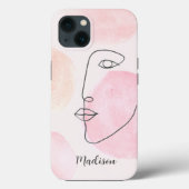 Moderne Gezichtslijn Kunst Aangepaste Naam Case-Mate iPhone Case (Achterkant)