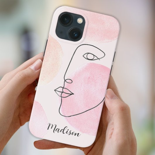 Moderne Gezichtslijn Kunst Aangepaste Naam Case-Mate iPhone Case