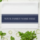 Moderne Gezin Navy Witte Keuken Theedoek (Gevouwen)