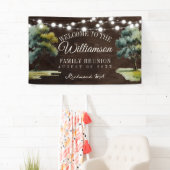 Moderne gezinsboom-kerstverlichting picknick reüni spandoek (Insitu)