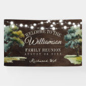 Moderne gezinsboom-kerstverlichting picknick reüni spandoek (Horizontaal)