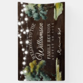Moderne gezinsboom-kerstverlichting picknick reüni spandoek (Verticaal)