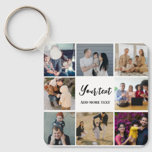 Moderne gezinscollage eenvoudig gepersonaliseerd sleutelhanger