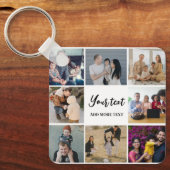 Moderne gezinscollage eenvoudig gepersonaliseerd sleutelhanger (Voorkant)