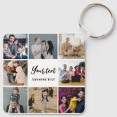 Moderne gezinscollage eenvoudig gepersonaliseerd sleutelhanger (Achterkant)