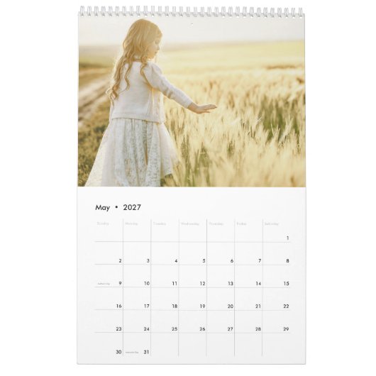 Moderne gezinsfotocollagekalender kalender (Mei 2027)