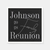 Moderne gezinshereniging Black Silver Grey Party Servet (Voorkant)