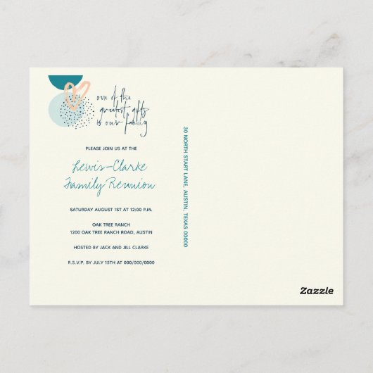 Moderne gezinshereniging briefkaart (Achterkant)