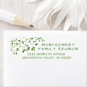 Moderne gezinshereniging groene boom etiket (Insitu)