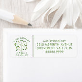 Moderne gezinshereniging groene boom etiket (Insitu)