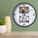 Moderne gezinshoofd 2 Foto collage<br><div class="desc">Creëer je moderne familie keepomwille 2 fotocollage klok. Pas je aan met 2 van je favoriete familiefoto's en maak je eigen persoonlijke wandklok voor je thuis of een cadeau.</div>