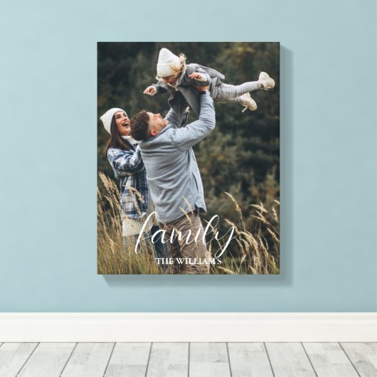 Moderne gezinsmomenten Persoonlijk startpunt Canvas Afdruk (Insitu (Houten vloer))