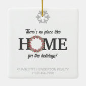 Moderne gezinsmonogram Real Estate Kerstmis Keramisch Ornament (Achterkant)