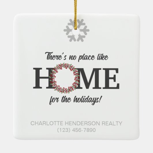 Moderne gezinsmonogram Real Estate Kerstmis Keramisch Ornament (Achterkant)