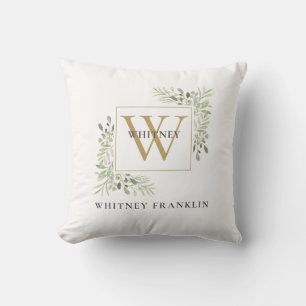 Moderne GGold Monogram groenblijvende planten Blad Kussen
