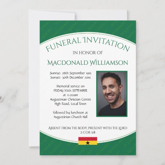 Moderne GHANA FUNERAL INVITATION Memorial Kaart (Voorkant)