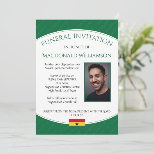 Moderne GHANA FUNERAL INVITATION Memorial Kaart (Staand voorkant)